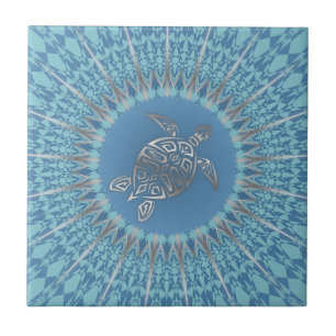 Carreau "Rayon de tortue d'argent"   Mandala tropical
