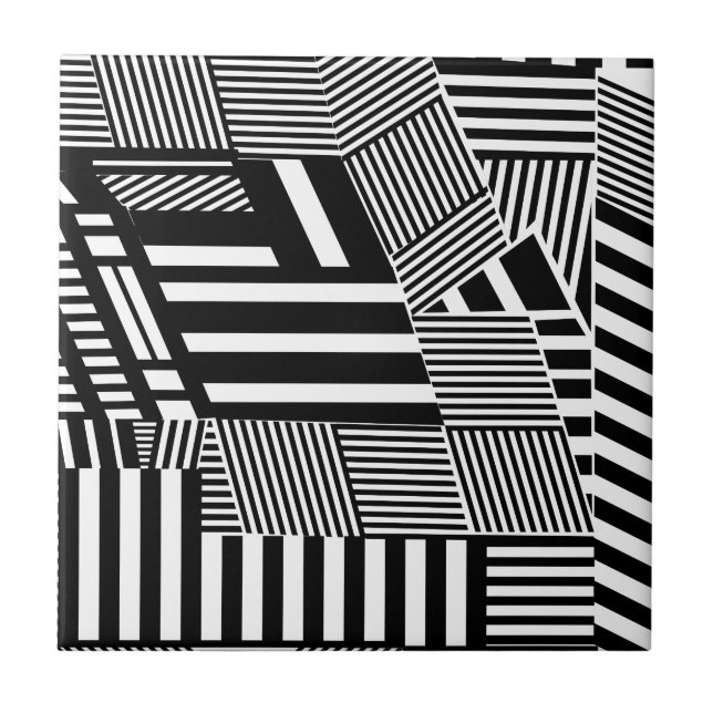 Carreau Rayure noire et blanche classique (Devant)