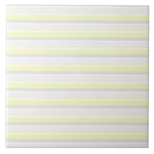 Carreau Rayures Chic En Gris Blanc Et Jaune Banane