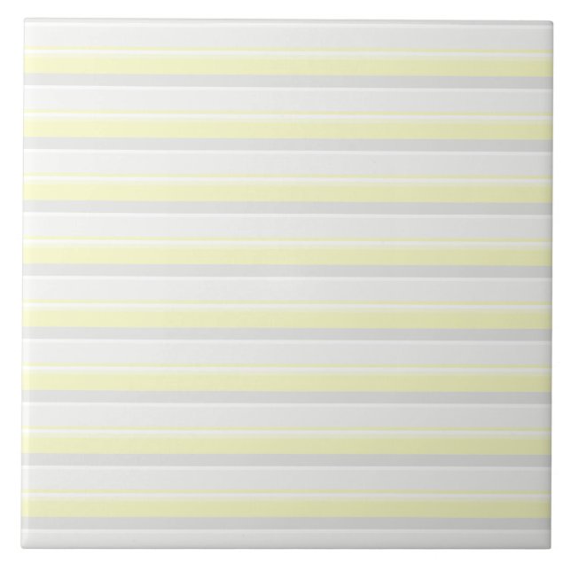 Carreau Rayures Chic En Gris Blanc Et Jaune Banane (Devant)