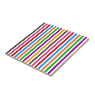 Carreau Rayures de lignes arc-en-ciel colorées - Blanc 