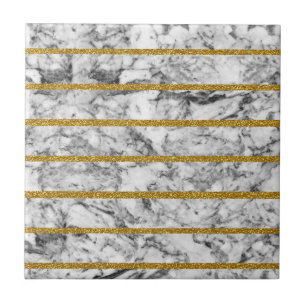 Carreau Rayures de marbre blanches noires d'effet de