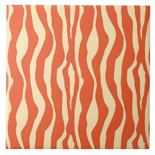 Carreau Rayures de zèbre - mandarine et orange-clair (Devant)