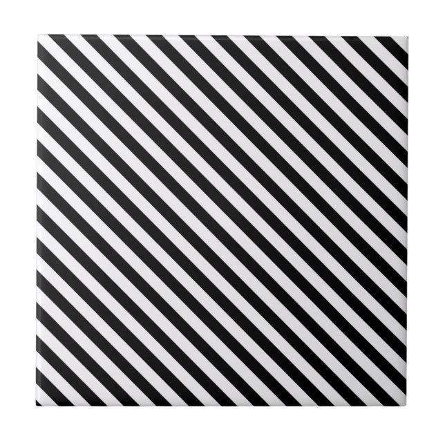 Carreau Rayures diagonales noires et blanches (Devant)