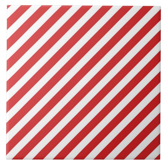 Carreau Rayures diagonales rouges et blanches (Devant)