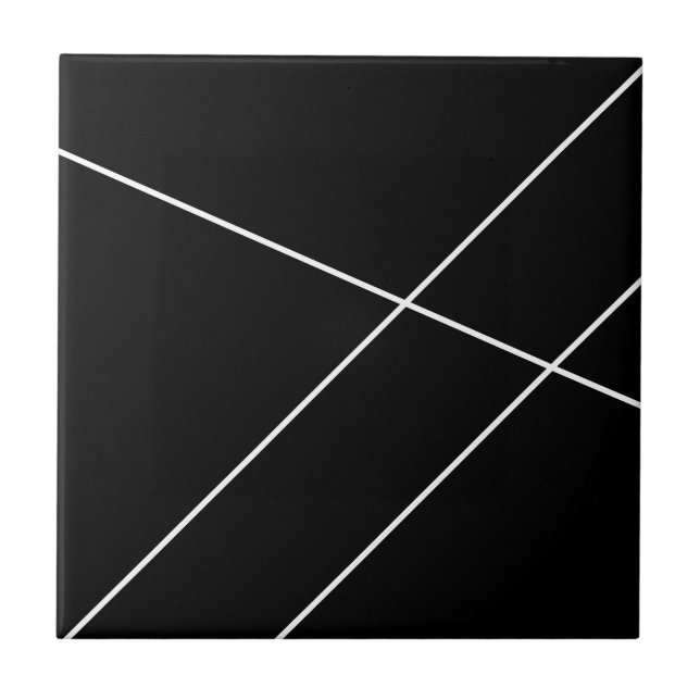 Carreau Rayures diagonales sur fond noir et blanc (Devant)