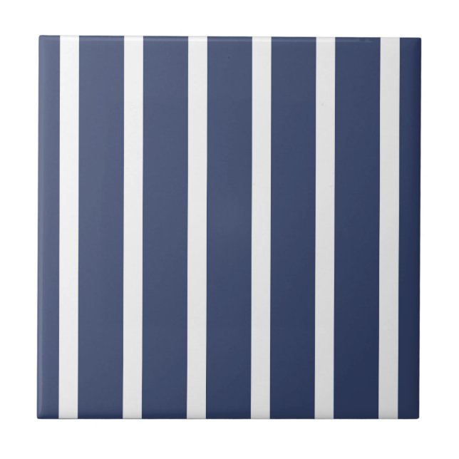 Carreau Rayures Épais Mince Navy Blanc (Devant)