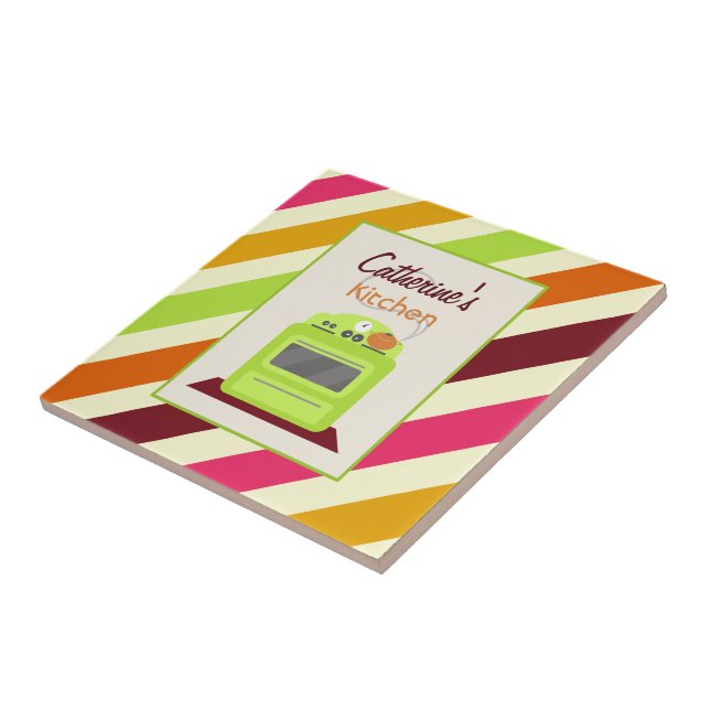 Carreau Rayures et rétro tuile verte de cuisine de (Côté)