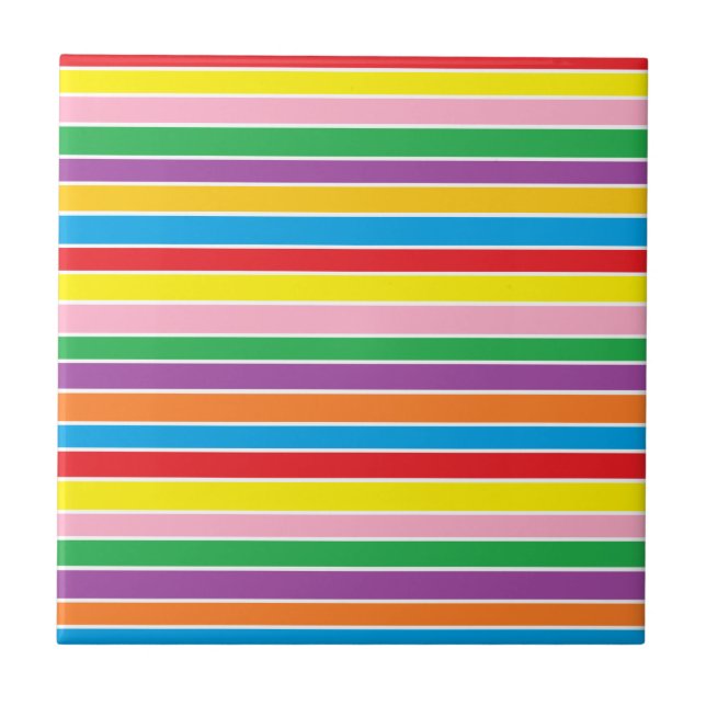 Carreau Rayures horizontales arc-en-ciel (Devant)