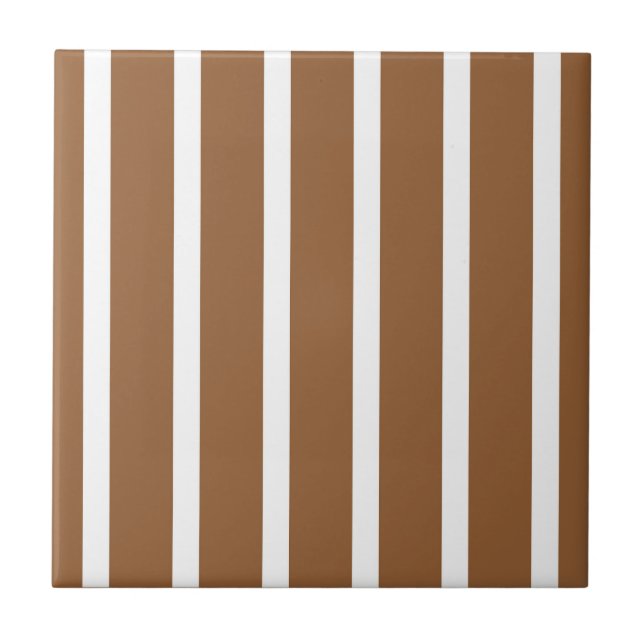 Carreau Rayures Minces Épais Marron Blanc (Devant)