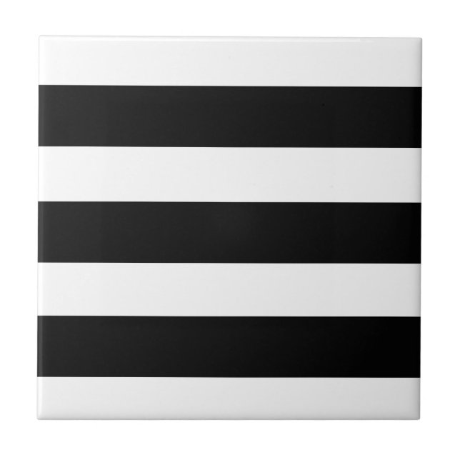 Carreau Rayures noires et blanches élégantes modernes (Devant)