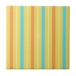 Carreau Rayures Orange Bleu Jaune Clair