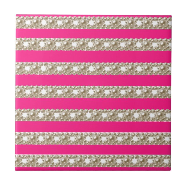 Carreau Rayures Rose Chaud, Rayures, Motif Rayé, Lignes (Devant)