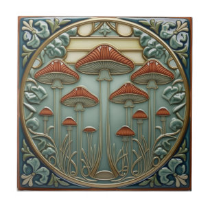 Carreau Récolte Crescendo Art Nouveau champignon vintage