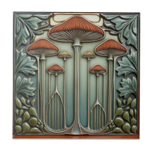 Carreau Récolte Crescendo Art Nouveau champignon vintage