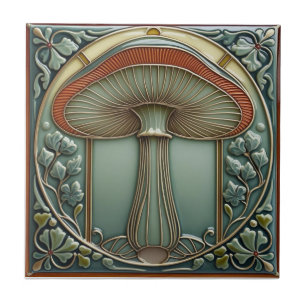 Carreau Récolte Crescendo Art Nouveau champignon vintage