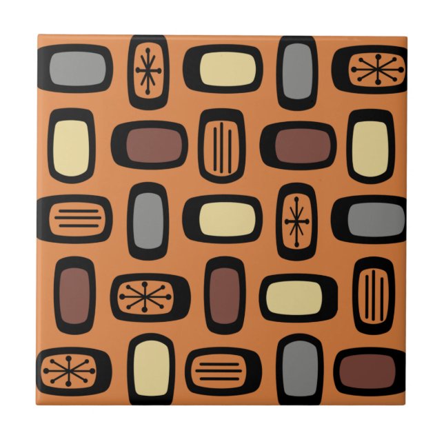 Carreau Rectangles arrondies MCM du milieu du siècle Orang (Devant)