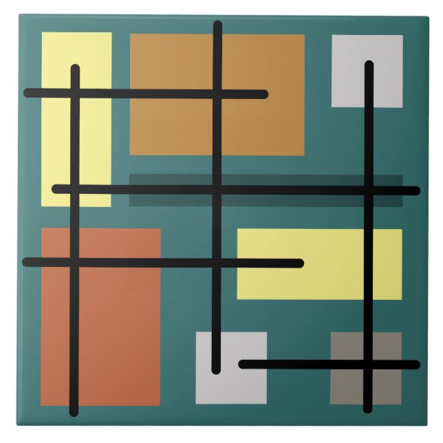 Carreau Rectangles du Moyen-siècle Carré Turquoise multico (Devant)