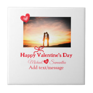 Carreau Red bow valentine's day ajouter photo nom coeur am