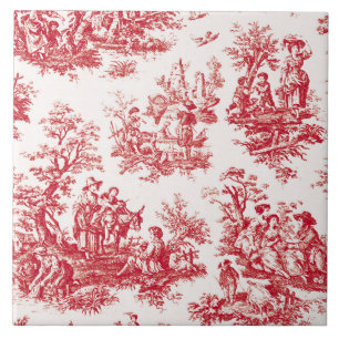 Carreau Red French Country Toile