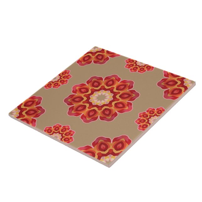 Carreau Red Geo Peony sur Fawn (Côté)