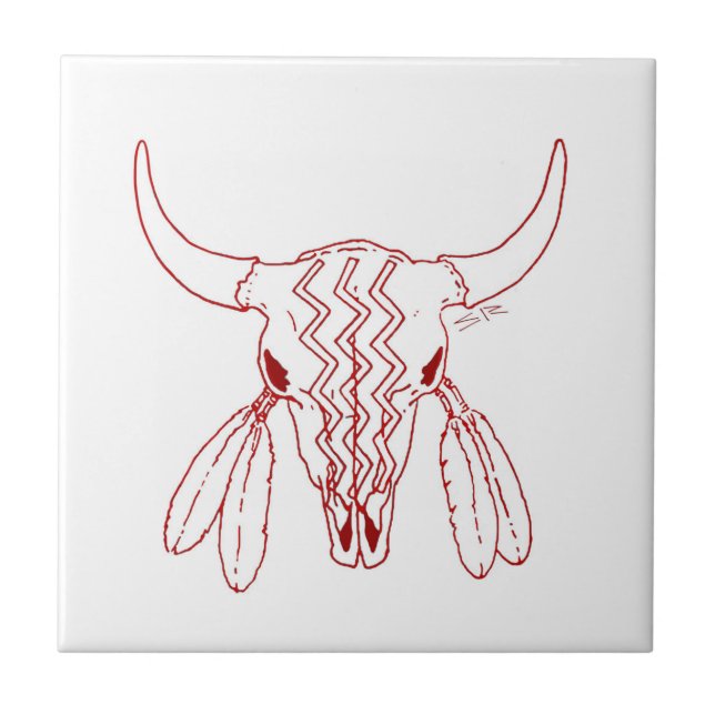 Carreau Red Ghost Dance Buffalo white small tile closeup (Devant)