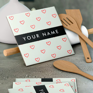 Carreau Red Hearts Motif, Amour, Votre Nom, Personnaliser