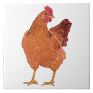 Carreau Red Hen L - Grande Tuile de céramique