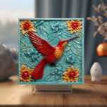Carreau Red Hummingbird Faux 3D<br><div class="desc">Une fausse image en 3D d'un colibri rouge pour égayer votre maison en tant qu'élément d'accent dans une installation de tuiles ou en tant qu'objet décoratif.</div>