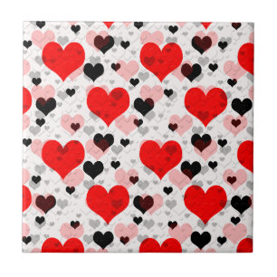 Carreau Red Love Hearts Formes Abstraites