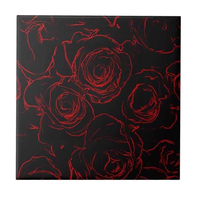 Carreau Red Roses Arrière - plan noir (Devant)