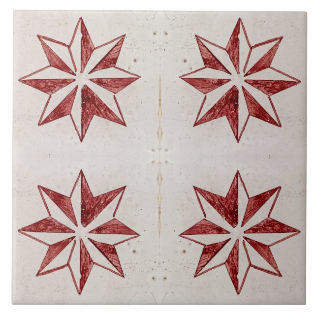Carreau Red Stars Moderne Portugais azulejos Carrelage (Devant)