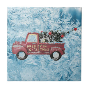 Carreau red vintage truck on blue snowflawgrock