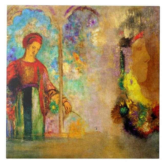 Carreau Redon - Arcade gothique, Femme Rassembler Fleurs (Devant)