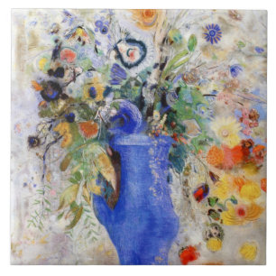 Carreau Redon - Grand Bouquet en bleu pastel