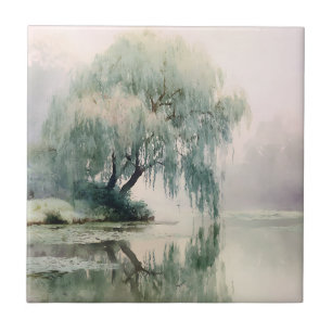 Carreau Reflet d'arbre de saule serein Art de la nature (7