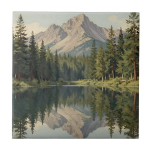 Carreau Reflet du lac de montagne majestueux