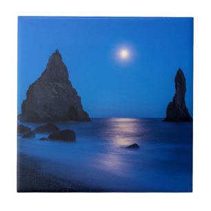 Carreau Reflet du lever de lune sur l'océan et les stacks