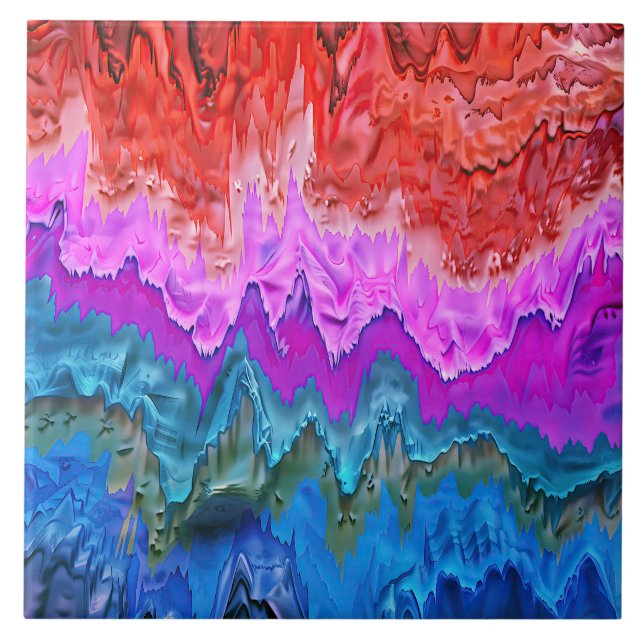 Carreau "Réflexion rayonnante" Art Abstrait coloré (Devant)