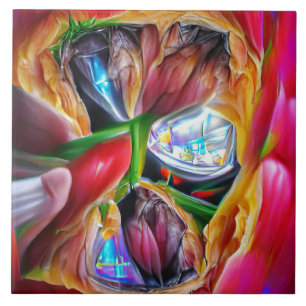 Carreau Réflexions vibrantes sur les tulipes Abstraites