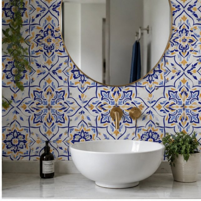 Carreau Regal Symphony Blue and Gold Luxury Mediterranean (Créateur téléchargé)