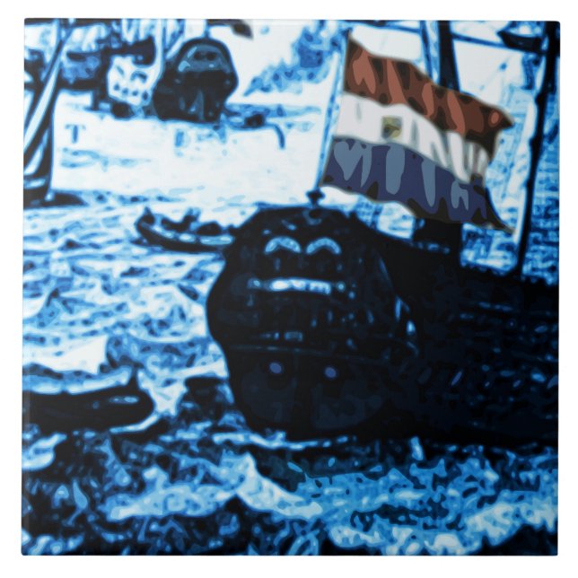 Carreau Regard vintage C2 de Delftware de bateaux (Devant)