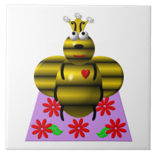 Carreau Reine Abeille sur un Édredon