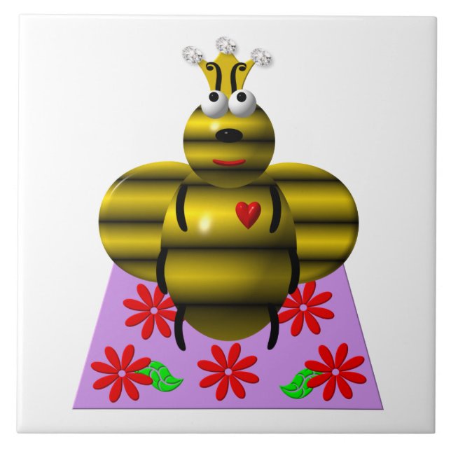 Carreau Reine Abeille sur un Édredon (Devant)