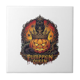 Carreau Reine Citrouille Halloween Hibou Araignée Chat Noi