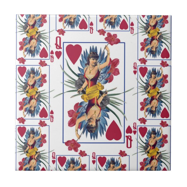 Carreau Reine des cœurs et des fleurs (Devant)