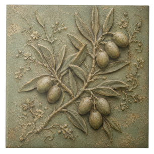 Carreau Relief Faux Botanique de l'Oliveraie Rustique