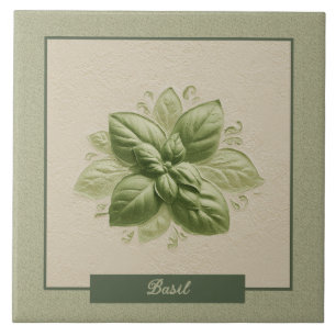 Carreau Relief Faux Herbe Basilic Vert Cuisine