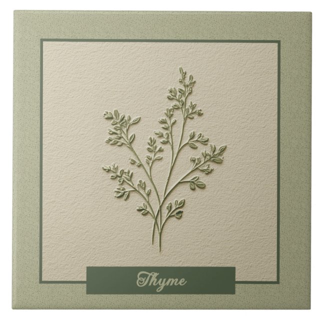 Carreau Relief Faux Herbier de Cuisine Thym (Devant)