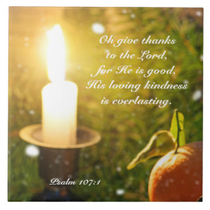 Carreau Remerciez le Lord Psalm 107 Rustic Candle